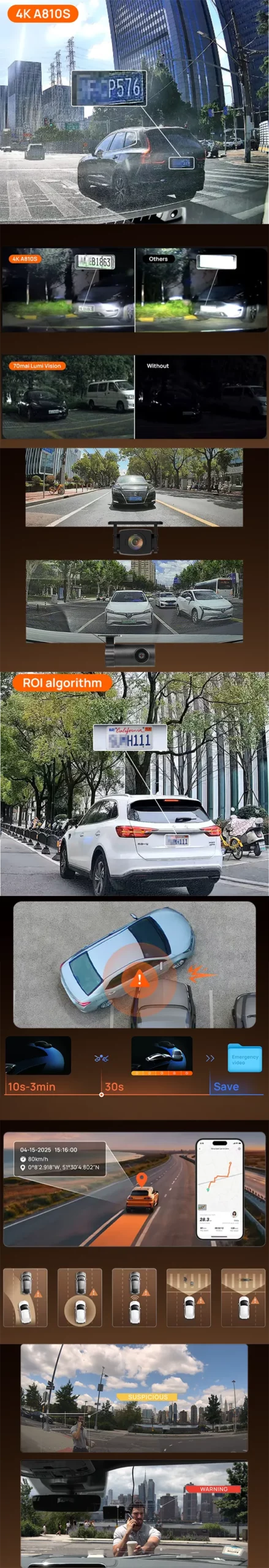 70mai 4K A810S – Inteligentní ochrana vašeho vozu