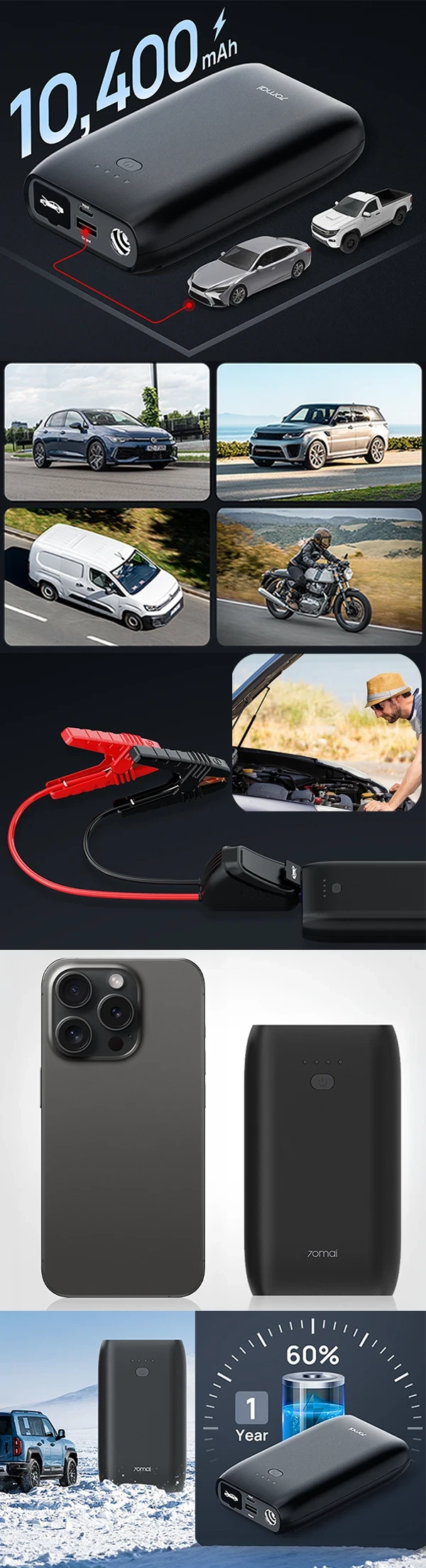 70mai Jump Starter 2 Kompaktní startér do auta 1000A